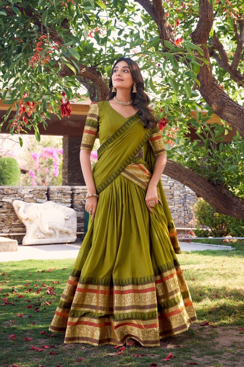 PURE CHANDERI LEHENGA CHOLI WITH DUPATTA (WDN125) 03 - suitswala