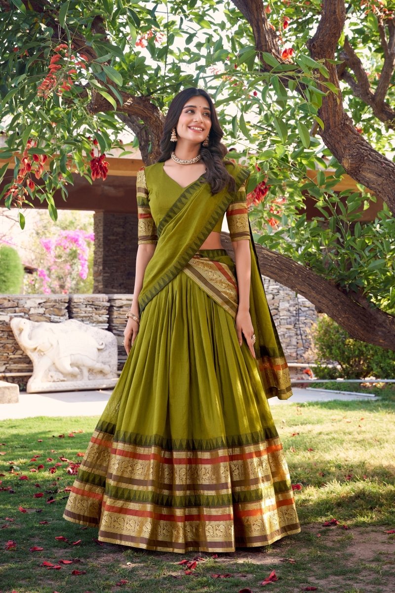 PURE CHANDERI LEHENGA CHOLI WITH DUPATTA (WDN125) 03 - suitswala