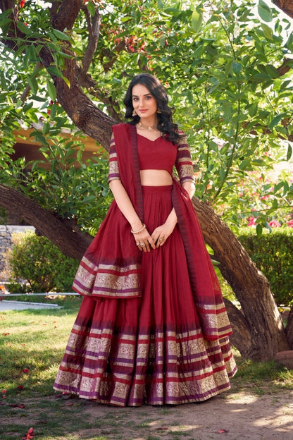 PURE CHANDERI LEHENGA CHOLI WITH DUPATTA (WDN125) - suitswala