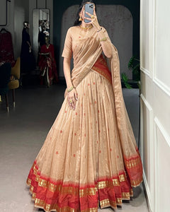PURE CHANDERI ZARI WEAVING LEHENGA CHOLI WITH DUPATTA (WDN92) 02