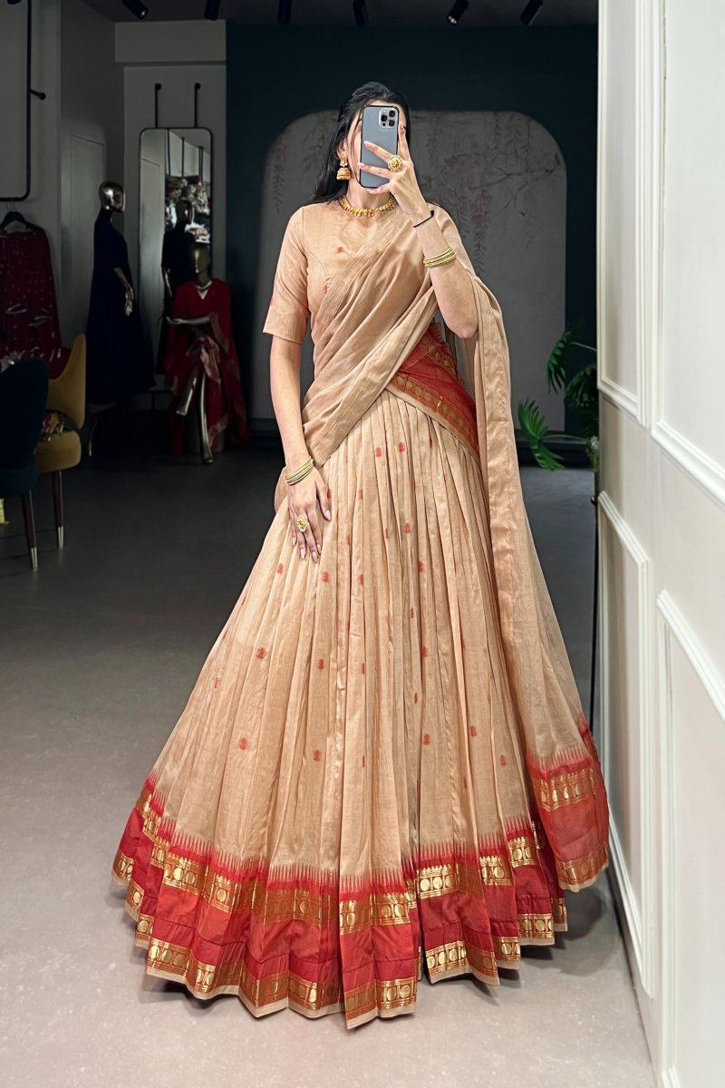 PURE CHANDERI ZARI WEAVING LEHENGA CHOLI WITH DUPATTA (WDN92) 02 - suitswala
