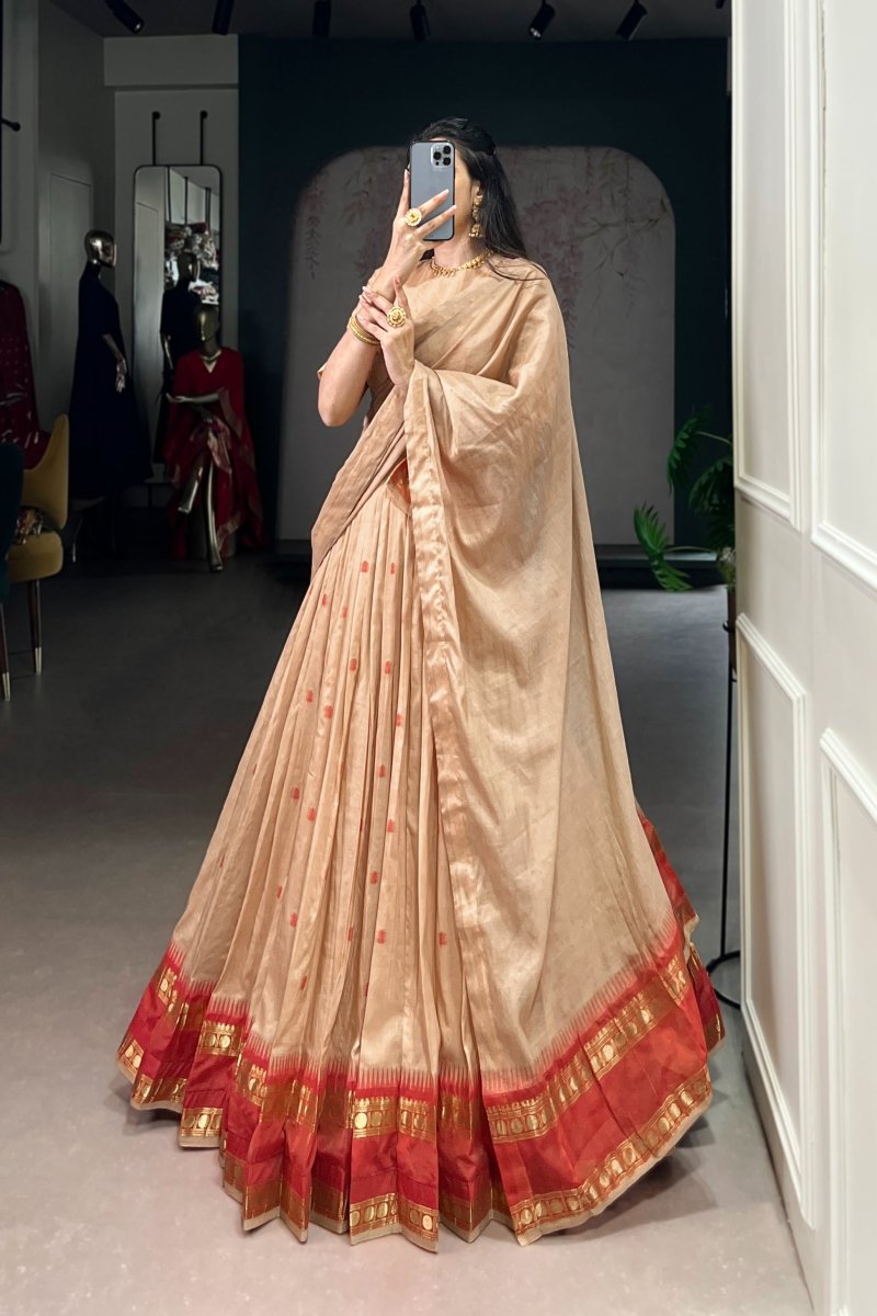 PURE CHANDERI ZARI WEAVING LEHENGA CHOLI WITH DUPATTA (WDN92) 02 - suitswala