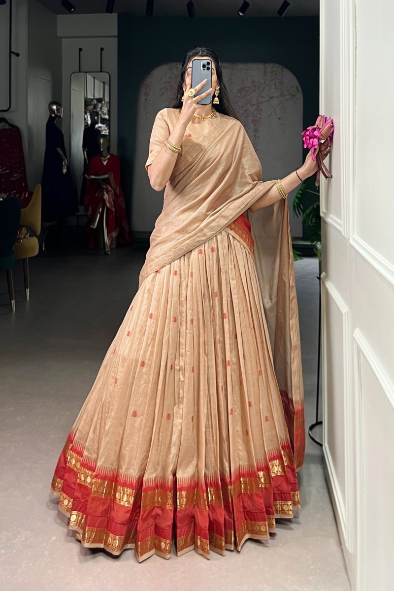 PURE CHANDERI ZARI WEAVING LEHENGA CHOLI WITH DUPATTA (WDN92) 02 - suitswala