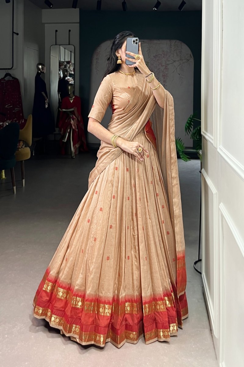 PURE CHANDERI ZARI WEAVING LEHENGA CHOLI WITH DUPATTA (WDN92) 02 - suitswala