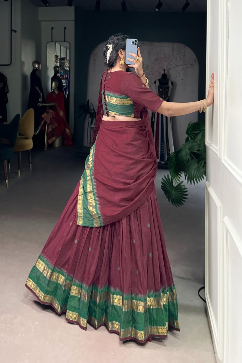 PURE CHANDERI ZARI WEAVING LEHENGA CHOLI WITH DUPATTA (WDN92) 03 - suitswala
