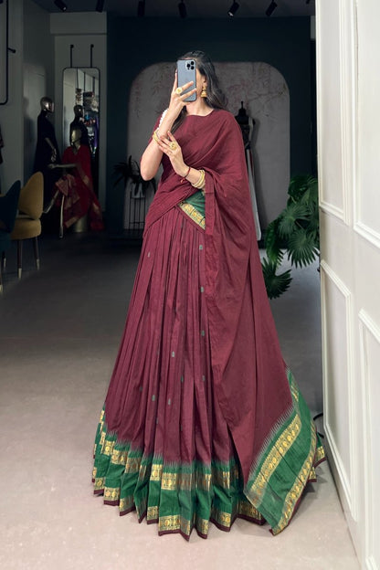 PURE CHANDERI ZARI WEAVING LEHENGA CHOLI WITH DUPATTA (WDN92) 03 - suitswala