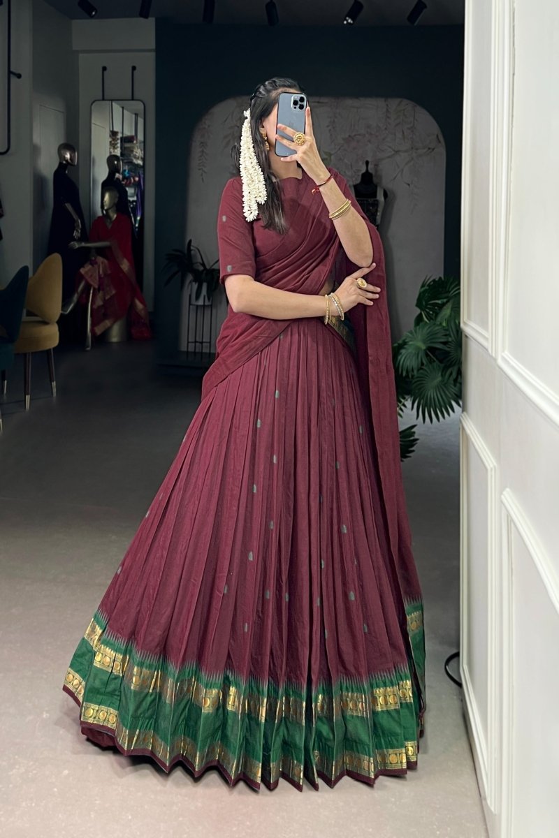 PURE CHANDERI ZARI WEAVING LEHENGA CHOLI WITH DUPATTA (WDN92) 03 - suitswala