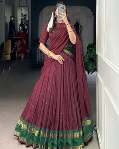 PURE CHANDERI ZARI WEAVING LEHENGA CHOLI WITH DUPATTA (WDN92) 03
