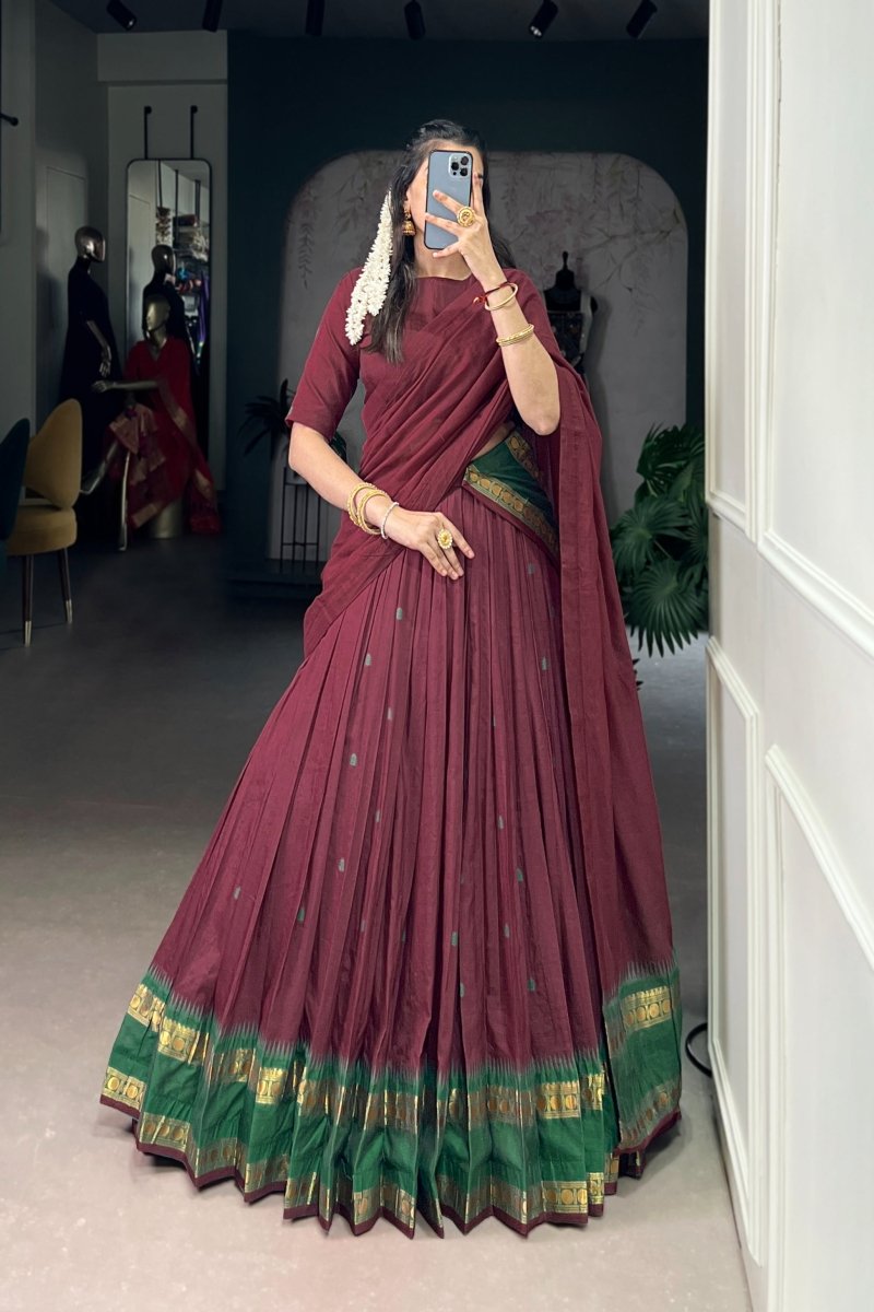 PURE CHANDERI ZARI WEAVING LEHENGA CHOLI WITH DUPATTA (WDN92) 03 - suitswala