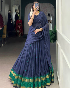 PURE CHANDERI ZARI WEAVING LEHENGA CHOLI WITH DUPATTA (WDN92) 04