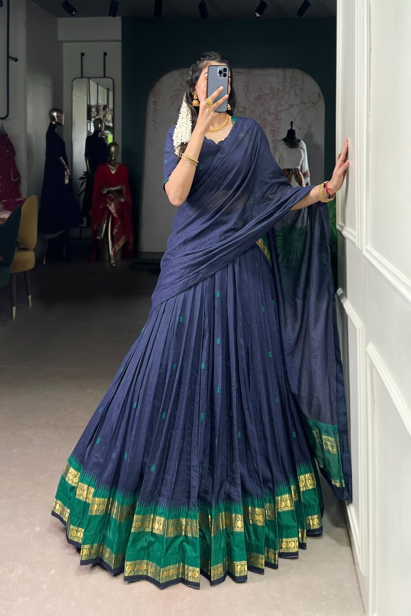 PURE CHANDERI ZARI WEAVING LEHENGA CHOLI WITH DUPATTA (WDN92) 04 - suitswala