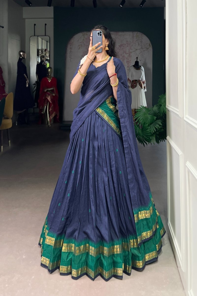 PURE CHANDERI ZARI WEAVING LEHENGA CHOLI WITH DUPATTA (WDN92) 04 - suitswala