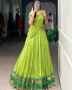 PURE CHANDERI ZARI WEAVING LEHENGA CHOLI WITH DUPATTA (WDN92) 06