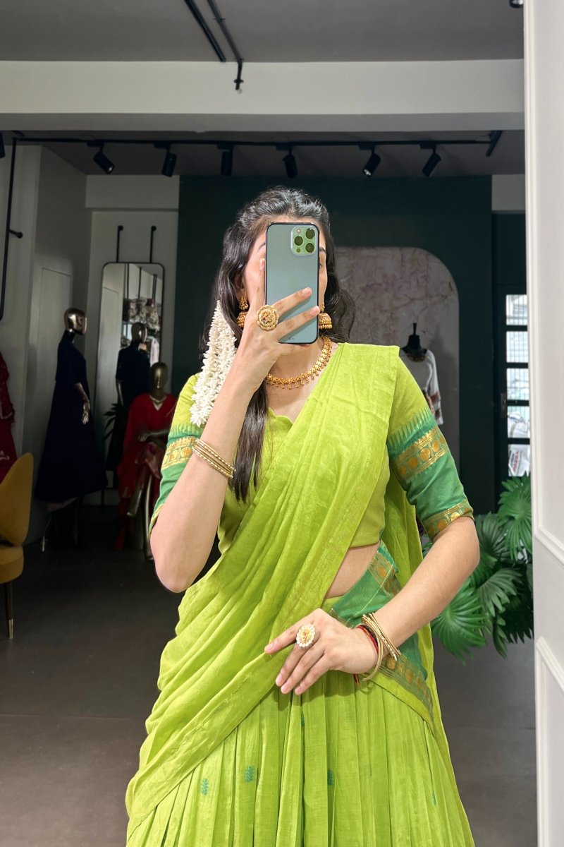 PURE CHANDERI ZARI WEAVING LEHENGA CHOLI WITH DUPATTA (WDN92) 06 - suitswala