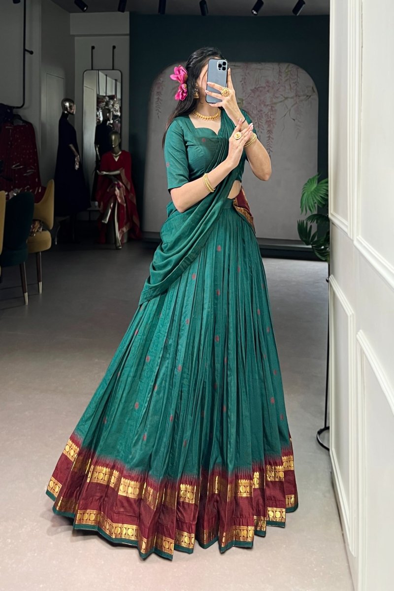 PURE CHANDERI ZARI WEAVING LEHENGA CHOLI WITH DUPATTA (WDN92) 07 - suitswala