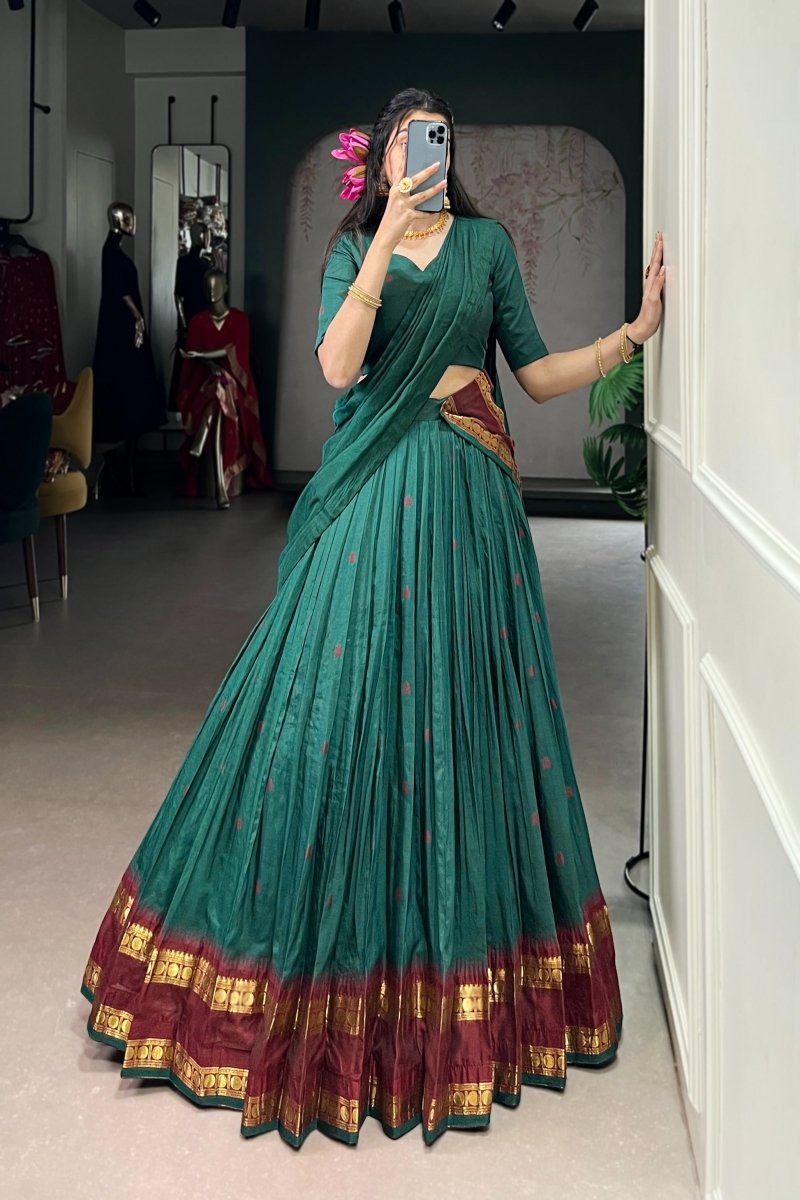 PURE CHANDERI ZARI WEAVING LEHENGA CHOLI WITH DUPATTA (WDN92) 07 - suitswala
