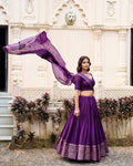 PURE CHANDERI ZARI WEAVING LEHENGA CHOLI WITH SEQUINS EMBROIDERED DUPATTA (WDN88) 05 - suitswala