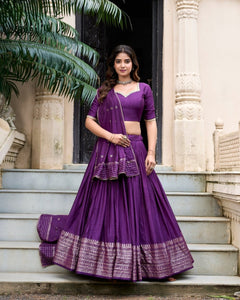 PURE CHANDERI ZARI WEAVING LEHENGA CHOLI WITH SEQUINS EMBROIDERED DUPATTA (WDN88) 05