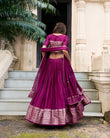 PURE CHANDERI ZARI WEAVING LEHENGA CHOLI WITH SEQUINS EMBROIDERED DUPATTA (WDN88) 07 - suitswala