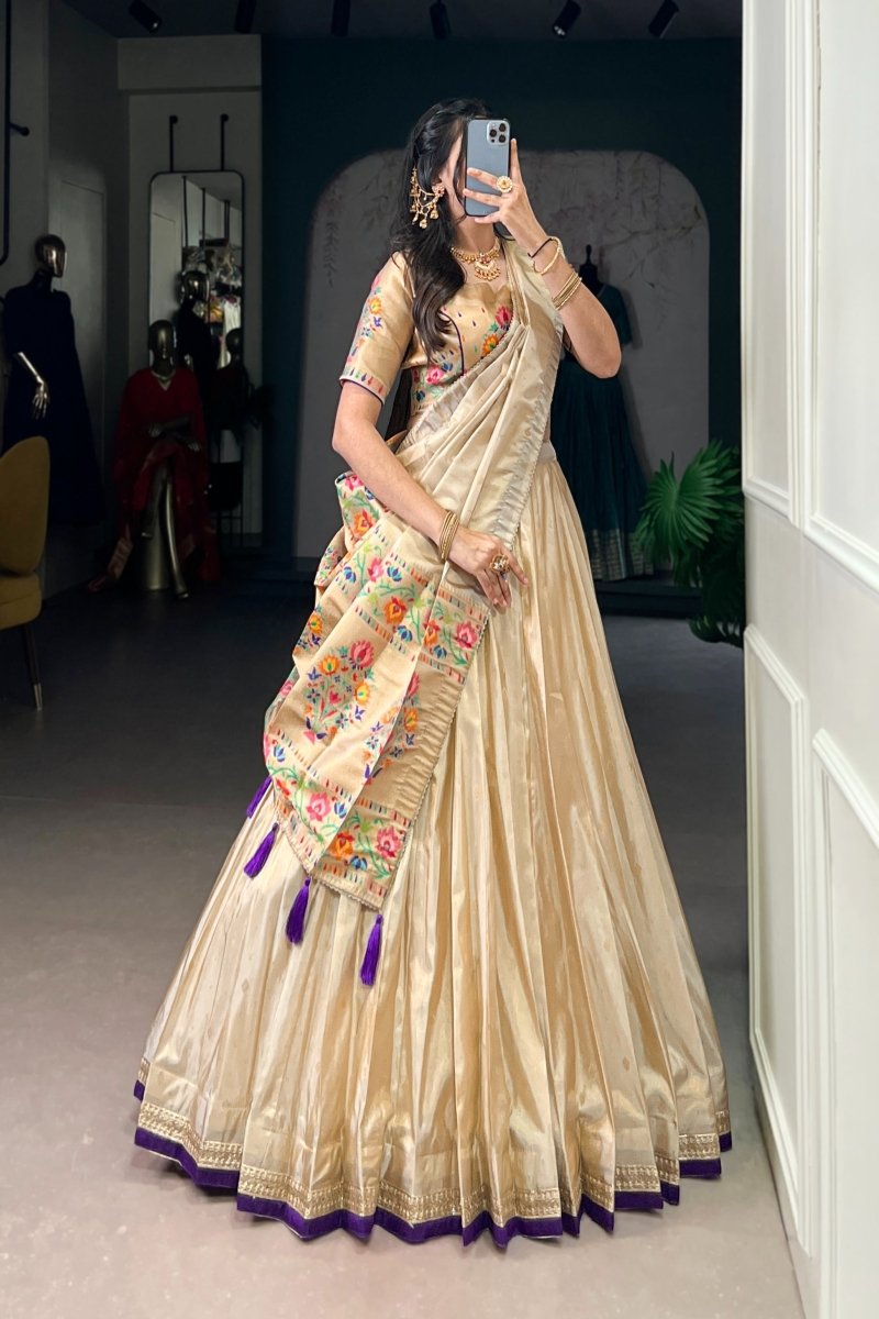 SHIMER PAITHANI ZARI WEAVING LEHENGA CHOLI WITH DUPATTA (WDN96) 02 - suitswala