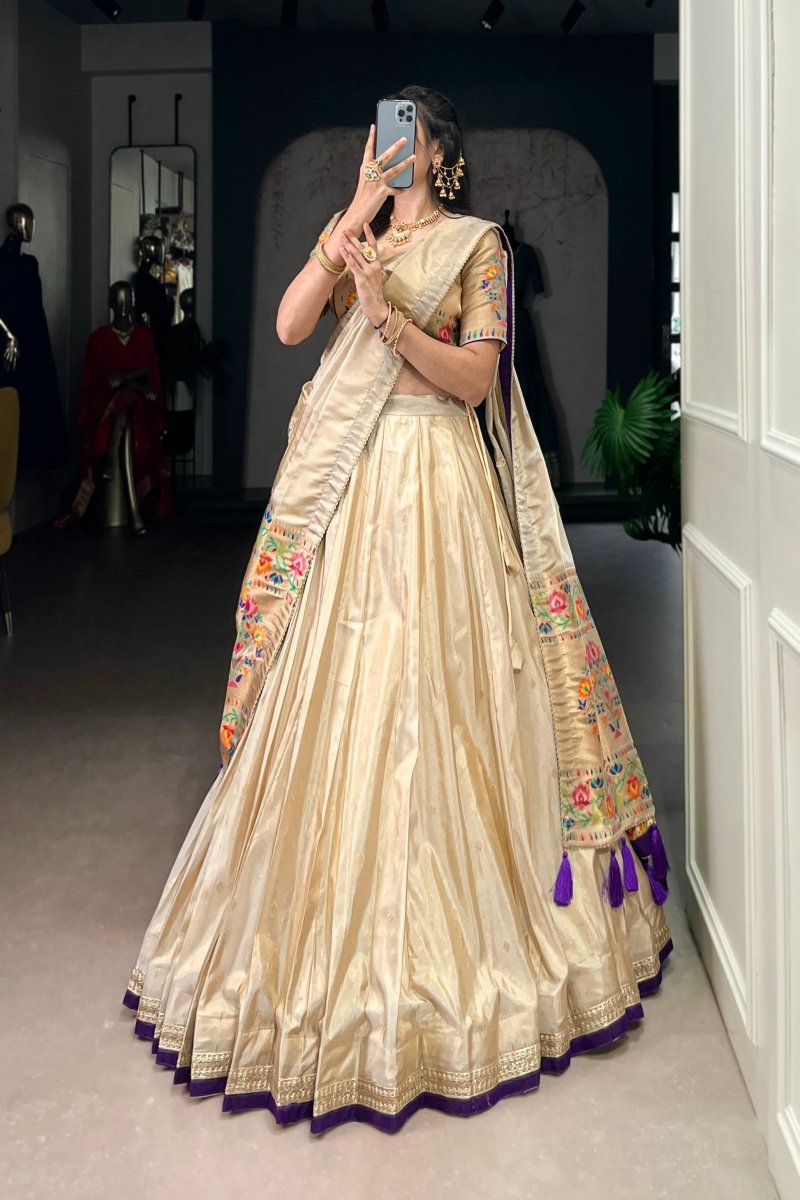 SHIMER PAITHANI ZARI WEAVING LEHENGA CHOLI WITH DUPATTA (WDN96) 02 - suitswala