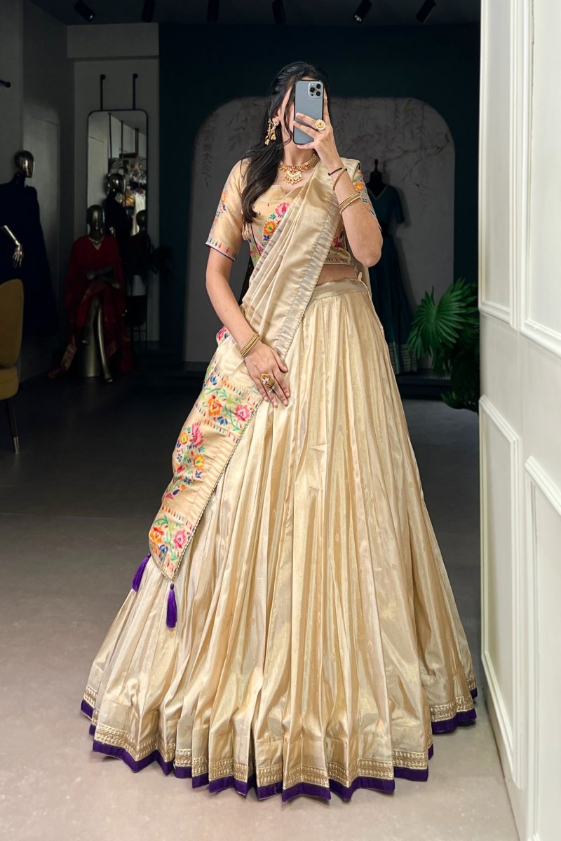 SHIMER PAITHANI ZARI WEAVING LEHENGA CHOLI WITH DUPATTA (WDN96) 02 - suitswala