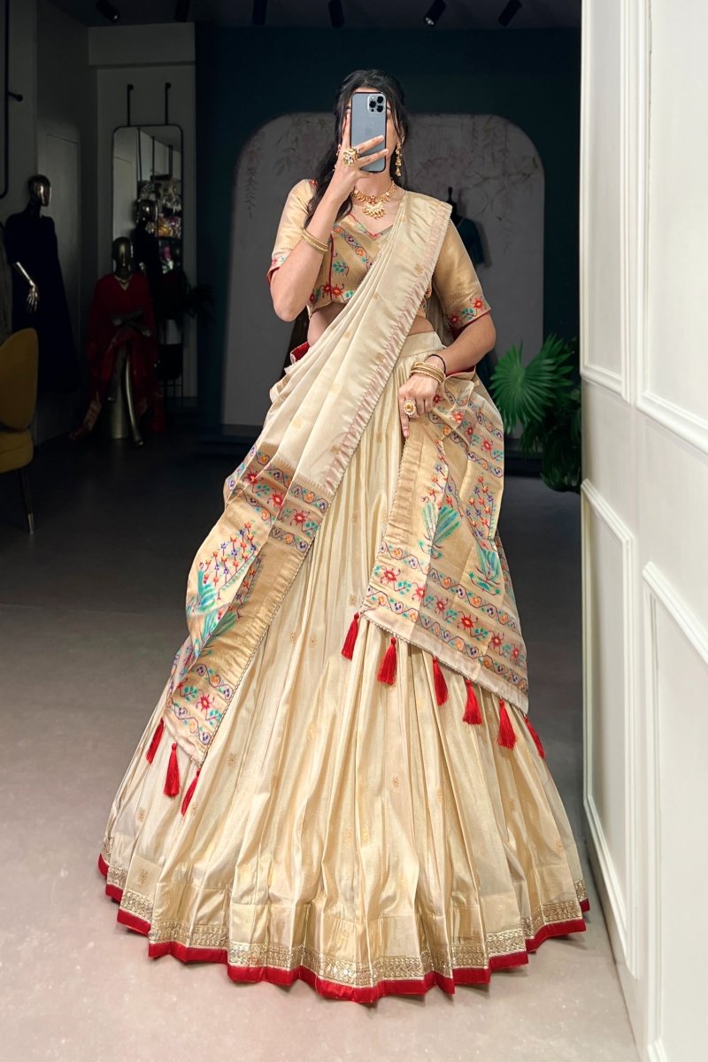 SHIMER PAITHANI ZARI WEAVING LEHENGA CHOLI WITH DUPATTA (WDN96) - suitswala