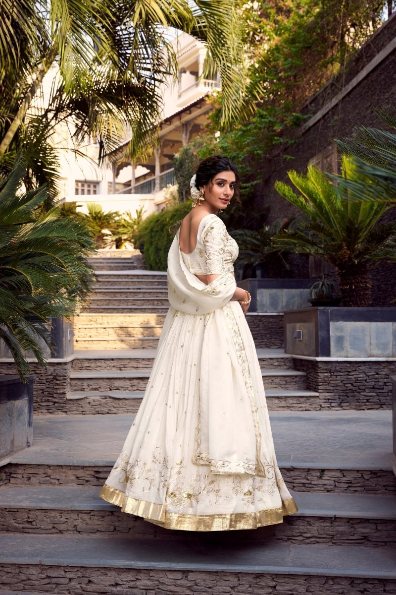 SILVER GLOSY SEQUINS EMBROIDERED LEHENGA CHOLI WITH DUPATTA (WDN120) - suitswala