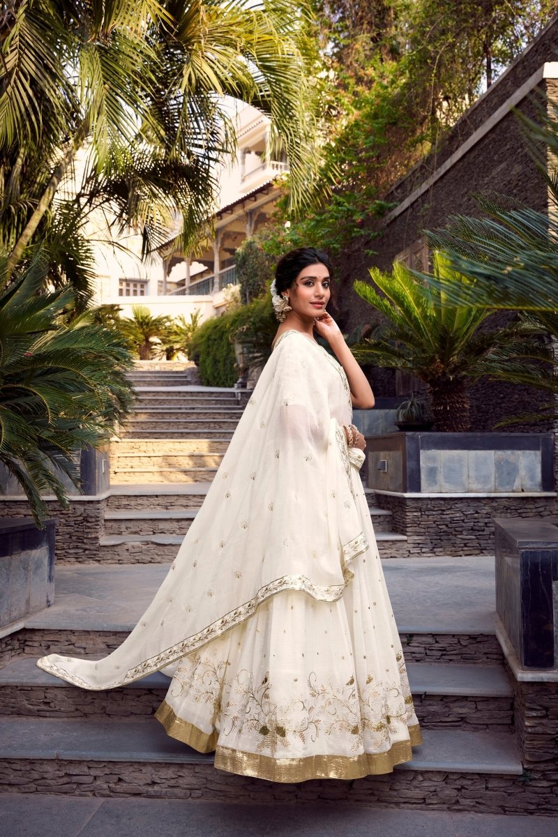 SILVER GLOSY SEQUINS EMBROIDERED LEHENGA CHOLI WITH DUPATTA (WDN120) - suitswala