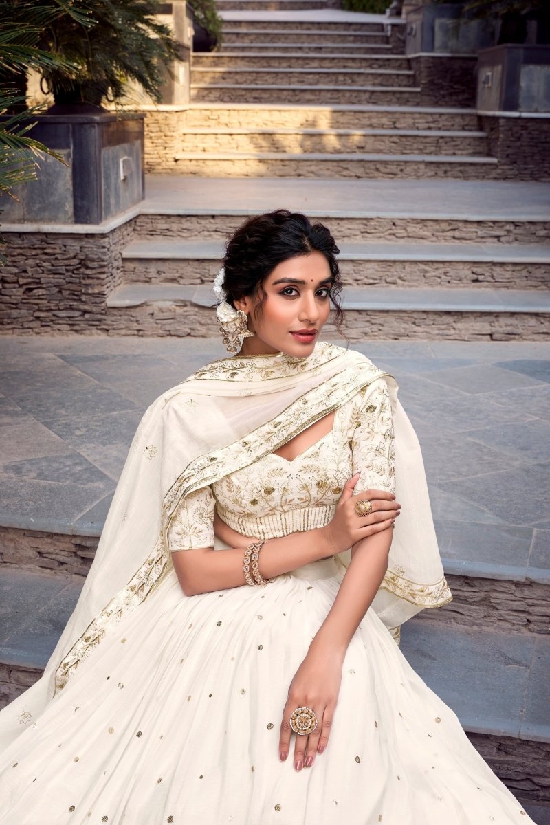 SILVER GLOSY SEQUINS EMBROIDERED LEHENGA CHOLI WITH DUPATTA (WDN120) - suitswala