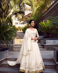SILVER GLOSY SEQUINS EMBROIDERED LEHENGA CHOLI WITH DUPATTA (WDN120)