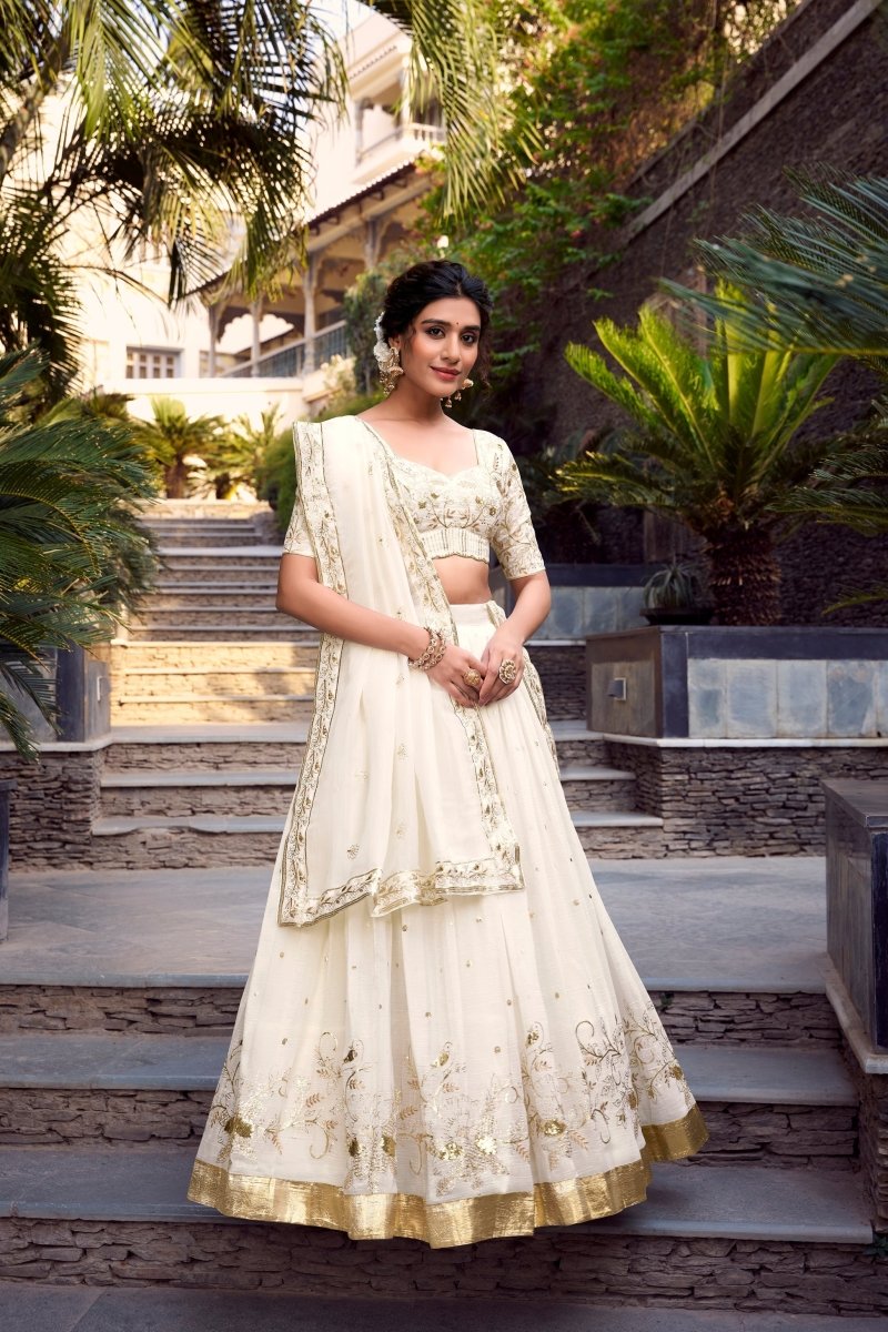 SILVER GLOSY SEQUINS EMBROIDERED LEHENGA CHOLI WITH DUPATTA (WDN120) - suitswala