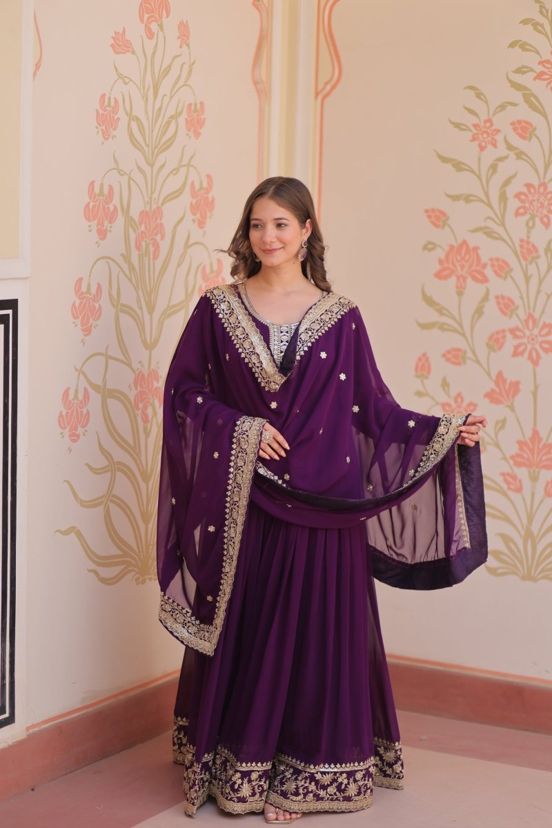 TILTON FESTIVAL SELLING BLOOMING GEORGETTE EMBROIDERED GOWN WITH DUPATTA (WDN55) 01 - suitswala