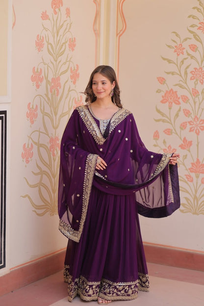 TILTON FESTIVAL SELLING BLOOMING GEORGETTE EMBROIDERED GOWN WITH DUPATTA (WDN55) 01 - suitswala