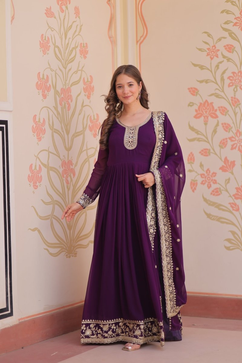 TILTON FESTIVAL SELLING BLOOMING GEORGETTE EMBROIDERED GOWN WITH DUPATTA (WDN55) 01 - suitswala