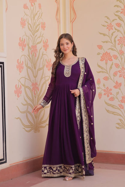 TILTON FESTIVAL SELLING BLOOMING GEORGETTE EMBROIDERED GOWN WITH DUPATTA (WDN55) 01 - suitswala