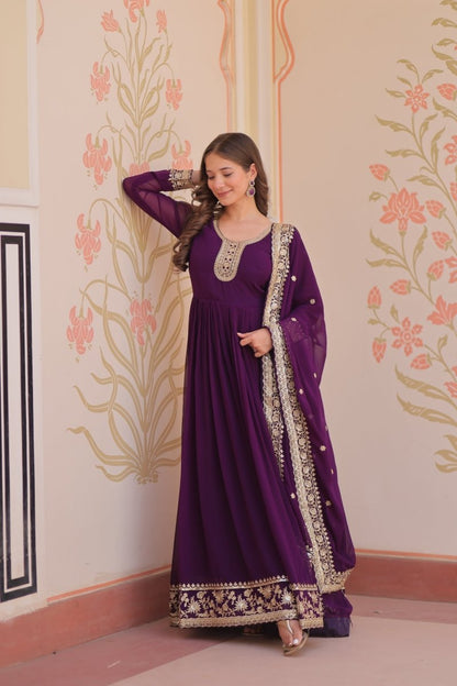 TILTON FESTIVAL SELLING BLOOMING GEORGETTE EMBROIDERED GOWN WITH DUPATTA (WDN55) 01 - suitswala