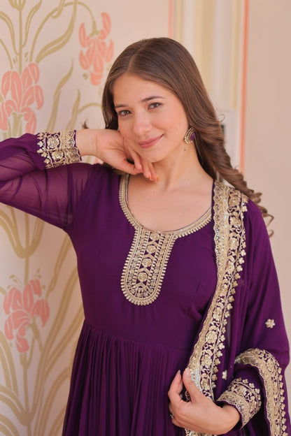 TILTON FESTIVAL SELLING BLOOMING GEORGETTE EMBROIDERED GOWN WITH DUPATTA (WDN55) 01 - suitswala