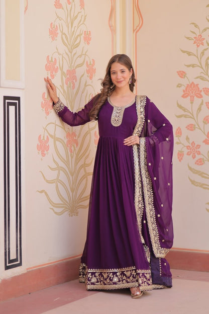 TILTON FESTIVAL SELLING BLOOMING GEORGETTE EMBROIDERED GOWN WITH DUPATTA (WDN55) 01 - suitswala