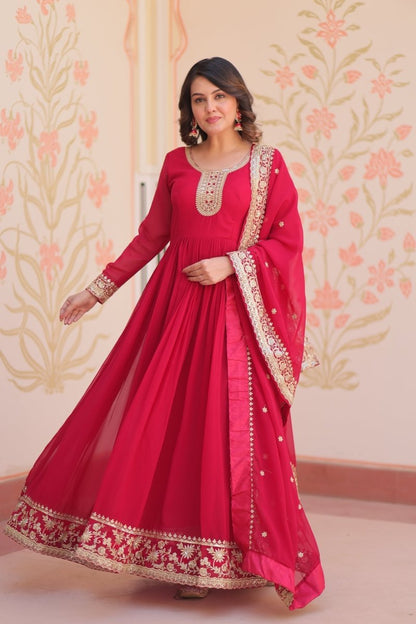 TILTON FESTIVAL SELLING BLOOMING GEORGETTE EMBROIDERED GOWN WITH DUPATTA (WDN55) 02 - suitswala
