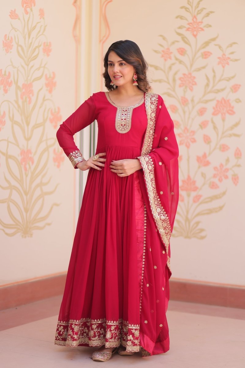 TILTON FESTIVAL SELLING BLOOMING GEORGETTE EMBROIDERED GOWN WITH DUPATTA (WDN55) 02 - suitswala