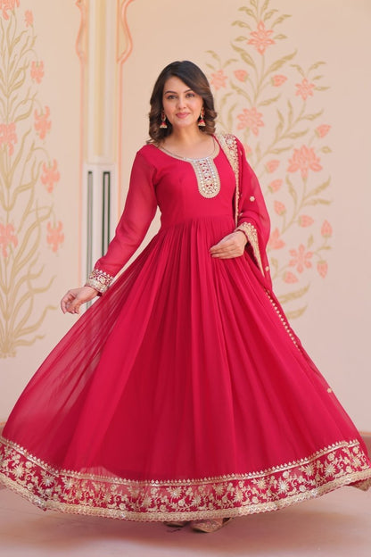 TILTON FESTIVAL SELLING BLOOMING GEORGETTE EMBROIDERED GOWN WITH DUPATTA (WDN55) 02 - suitswala