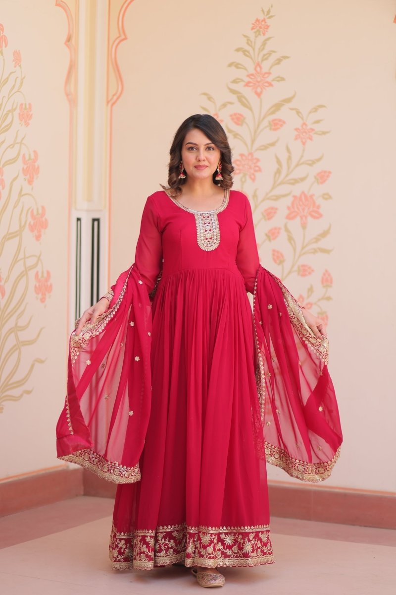 TILTON FESTIVAL SELLING BLOOMING GEORGETTE EMBROIDERED GOWN WITH DUPATTA (WDN55) 02 - suitswala