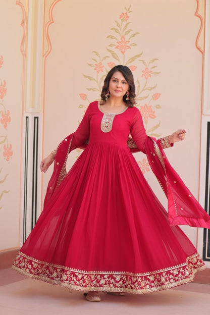 TILTON FESTIVAL SELLING BLOOMING GEORGETTE EMBROIDERED GOWN WITH DUPATTA (WDN55) 02 - suitswala