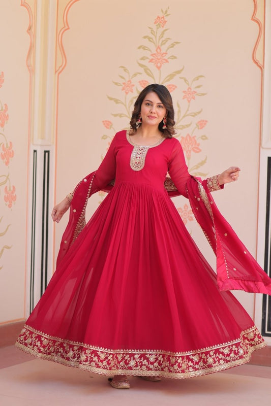 TILTON FESTIVAL SELLING BLOOMING GEORGETTE EMBROIDERED GOWN WITH DUPATTA (WDN55) 02 - suitswala