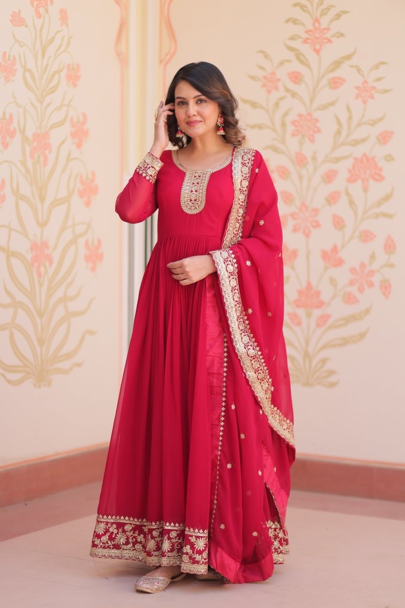 TILTON FESTIVAL SELLING BLOOMING GEORGETTE EMBROIDERED GOWN WITH DUPATTA (WDN55) 02 - suitswala