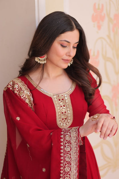 TILTON FESTIVAL SELLING BLOOMING GEORGETTE EMBROIDERED GOWN WITH DUPATTA (WDN55) - suitswala