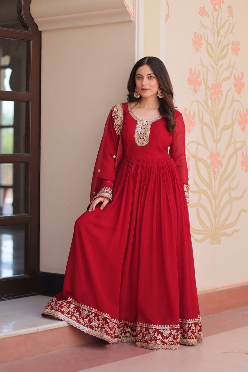 TILTON FESTIVAL SELLING BLOOMING GEORGETTE EMBROIDERED GOWN WITH DUPATTA (WDN55) - suitswala