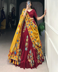 TUSSAR SILK LEHENGA CHOLI WITH DUPATA (WDN124) 01