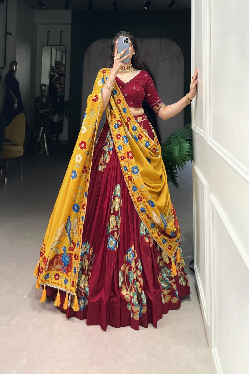 TUSSAR SILK LEHENGA CHOLI WITH DUPATA (WDN124) 01 - suitswala